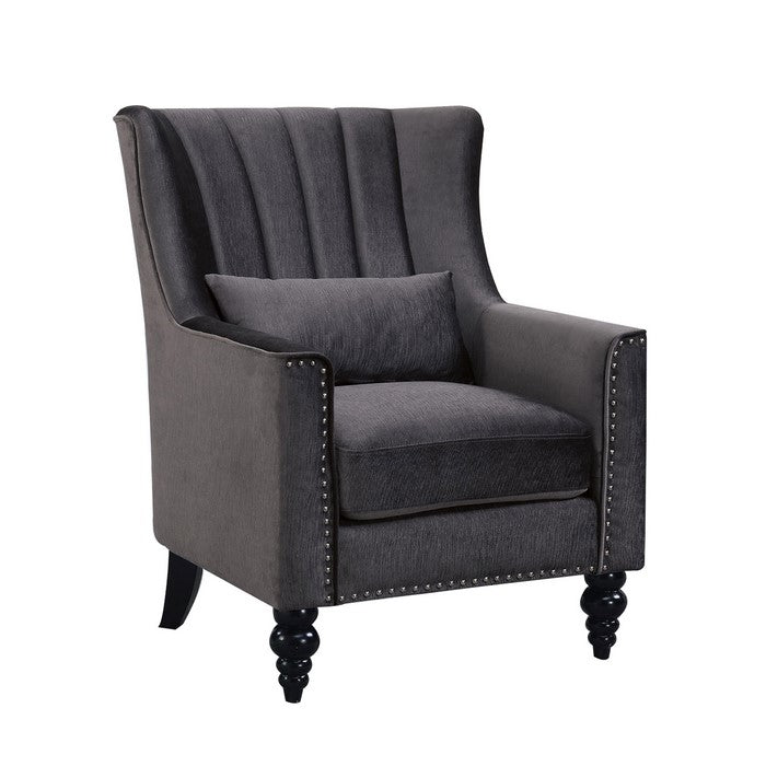 Modern Style Study Chair with Seashell Tufting, Gray