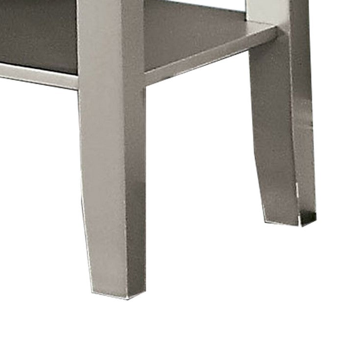 Sofa Table with Open Bottom Shelf and Mirror Panels, Silver