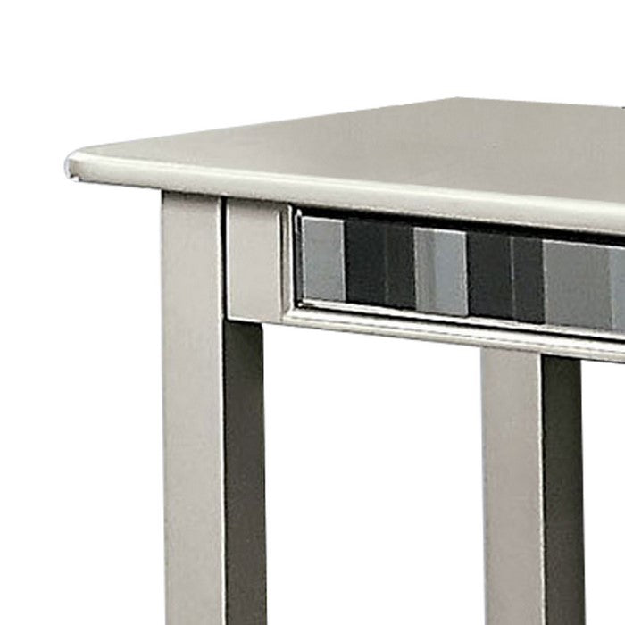 Sofa Table with Open Bottom Shelf and Mirror Panels, Silver