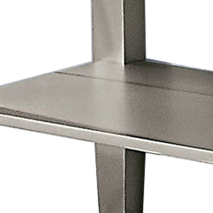 Sofa Table with Open Bottom Shelf and Mirror Panels, Silver
