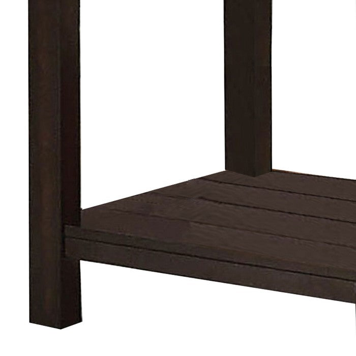Transitional End Table with Rectangular Marble Top, Brown