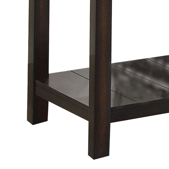 Transitional End Table with Genuine Marble Top, Brown