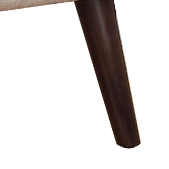 Wooden Accent Chair with Tufted Back and Angled Legs, Brown and Beige