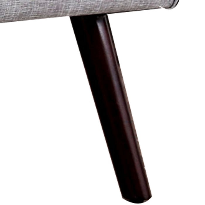 Wooden Accent Chair with Tufted Back and Angled Legs, Brown and Gray