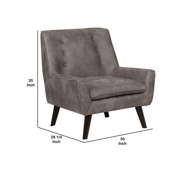 Leatherette Accent Chair with Tufted Back and Angled Legs, Brown