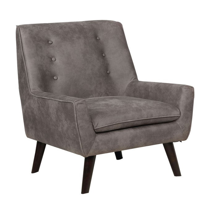 Leatherette Accent Chair with Tufted Back and Angled Legs, Brown