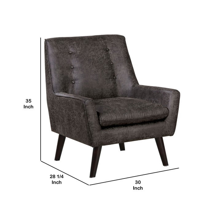 Tufted Leatherette Accent Chair with Angled Legs, Brown and Gray