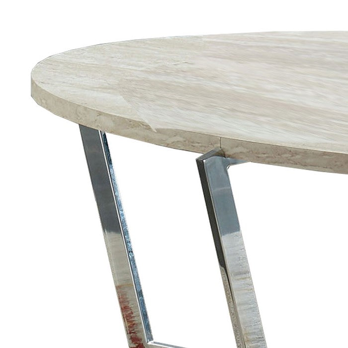 Wooden Coffee Table with Grain Detail and Crossed Legs, White and Beige