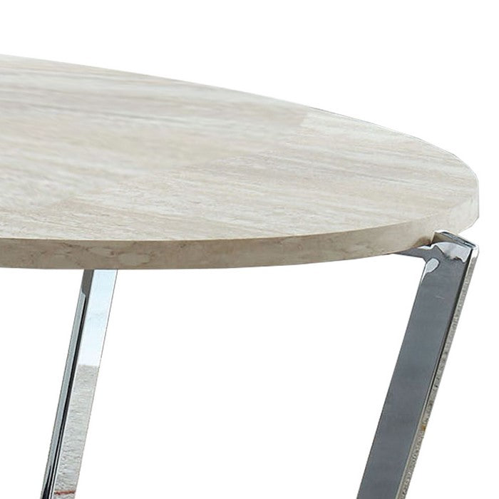 Wooden Coffee Table with Grain Detail and Crossed Legs, White and Beige