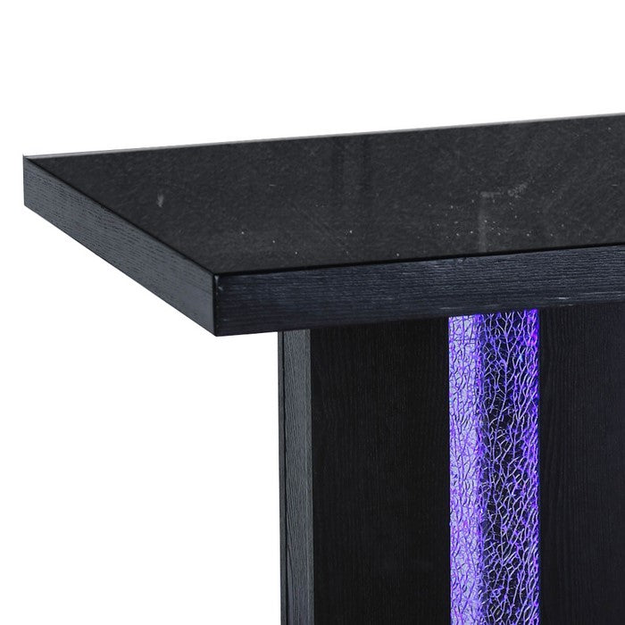 Contemporary End Table with Etched Glass Panel, Black