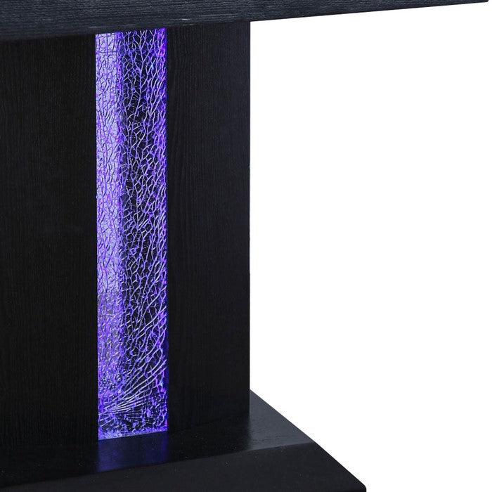 Contemporary End Table with Etched Glass Panel, Black
