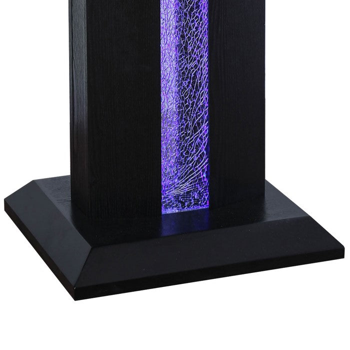 Contemporary End Table with Etched Glass Panel, Black