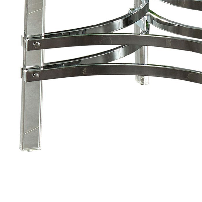 Coffee Table with Acrylic Legs and Metal Supports, Silver and Clear