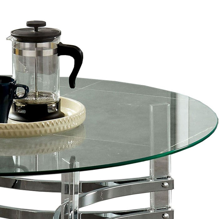 Coffee Table with Acrylic Legs and Metal Supports, Silver and Clear