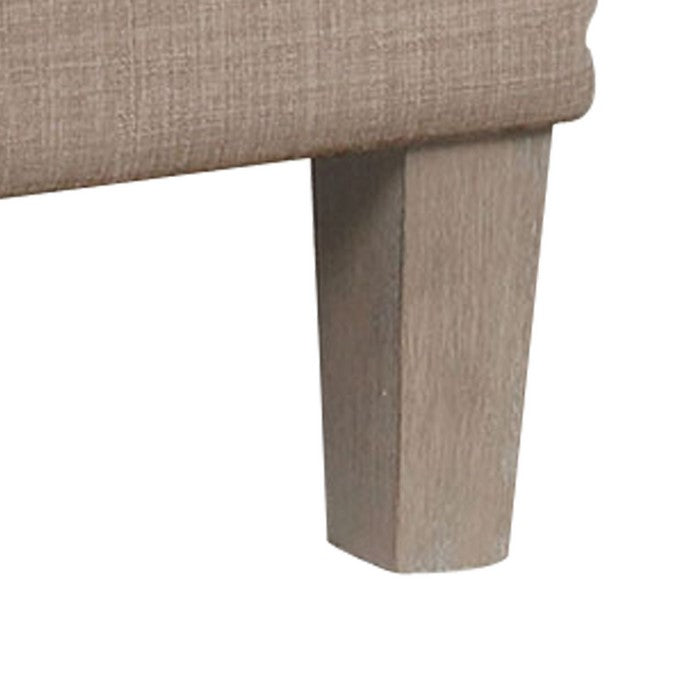 Wooden Accent chair with Box Cushion Seat and Curling Armrests, Beige