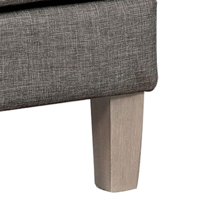 Accent chair with Box Cushion Seat and Curling Armrests, Beige and Gray