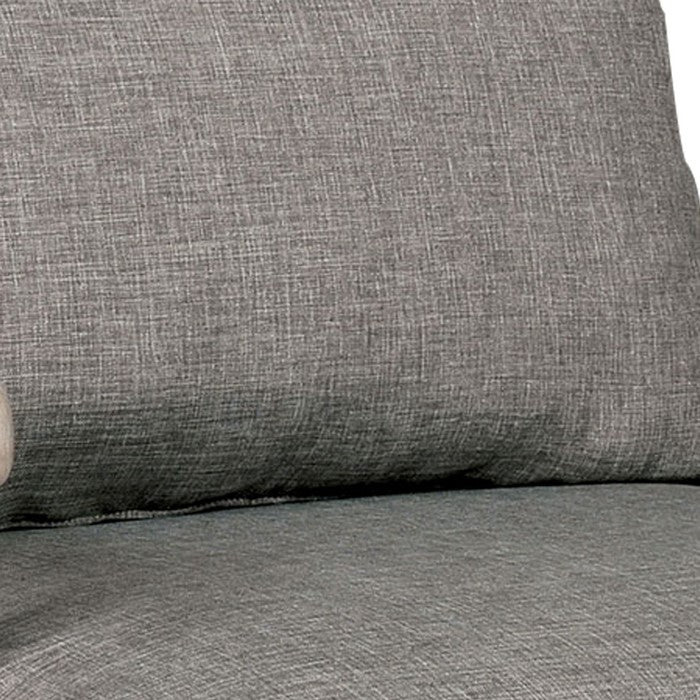 Accent chair with Box Cushion Seat and Curling Armrests, Beige and Gray