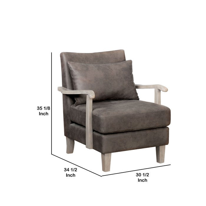Leatherette Accent chair with Box Cushion Seat,Beige and Brown