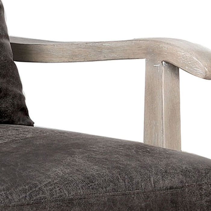 Leatherette Accent chair with Box Cushion Seat,Beige and Gray