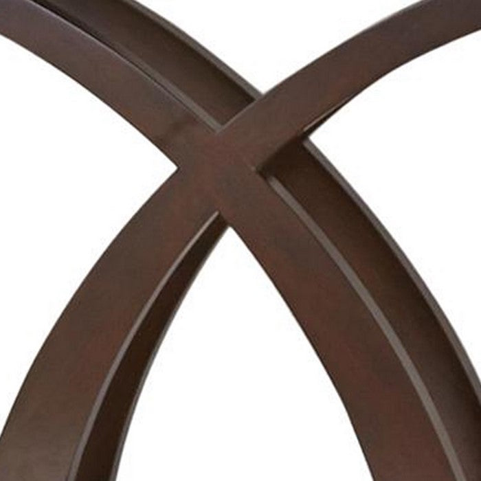 Sofa Table with X-Cross Base Support and Open Bottom Shelf, Brown