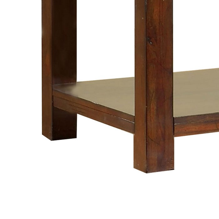 Square Shaped End Table with Open Bottom Shelf, Brown