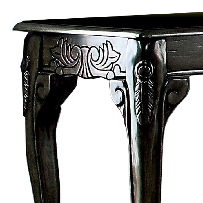 Transitional Sofa Table with Metal Finish and Cabriole Legs, Gray