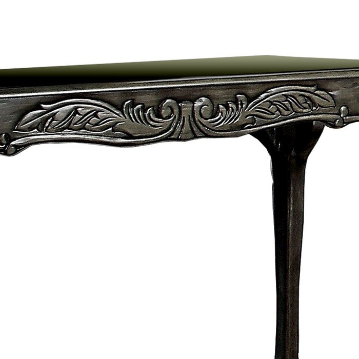 Transitional Sofa Table with Metal Finish and Cabriole Legs, Gray