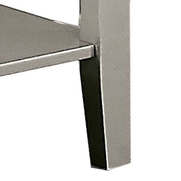 End Table with Open Bottom Shelf and Mirror Panels, Silver