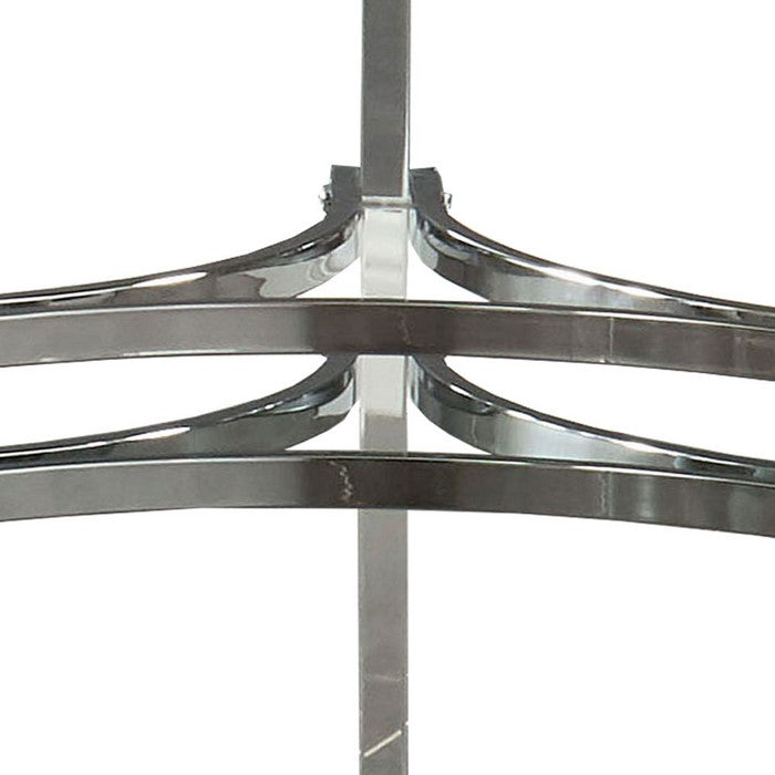 Round End Table with Acrylic Legs and Metal Supports, Silver and Clear