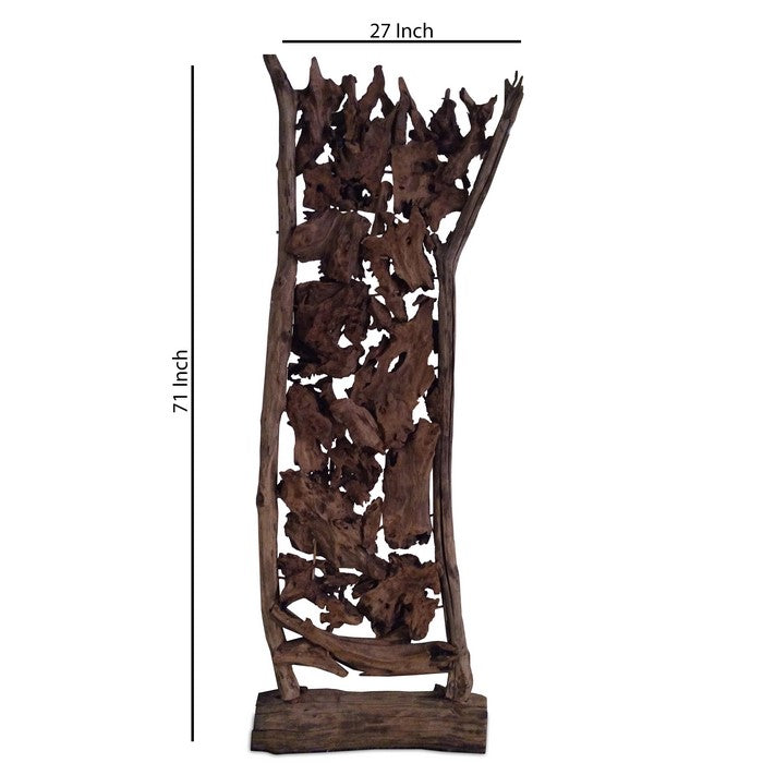 Traditional Style Wooden Freestanding Screen, Brown