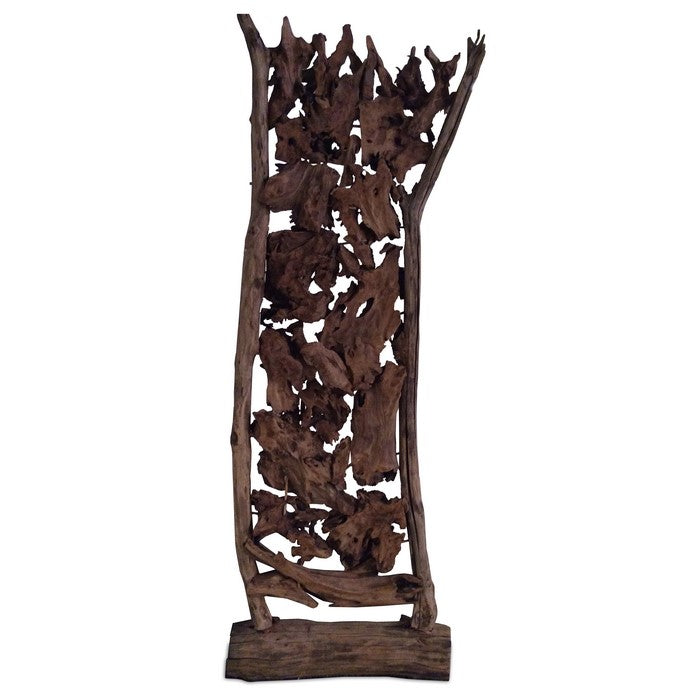 Traditional Style Wooden Freestanding Screen, Brown