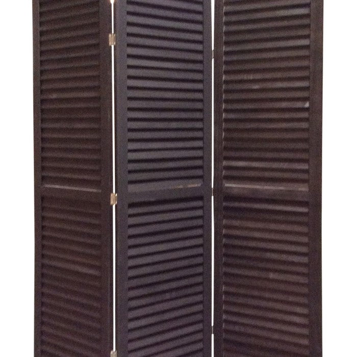 3 Panel Foldable Wooden Shutter Screen with Straight Legs, Black