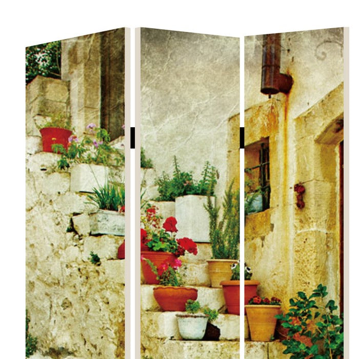 Foldable 3 Panel Canvas Screen with Spanish Tidings Print, Multicolor