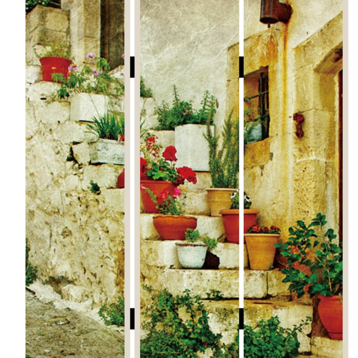 Foldable 3 Panel Canvas Screen with Spanish Tidings Print, Multicolor