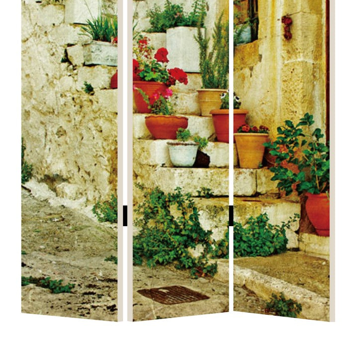 Foldable 3 Panel Canvas Screen with Spanish Tidings Print, Multicolor