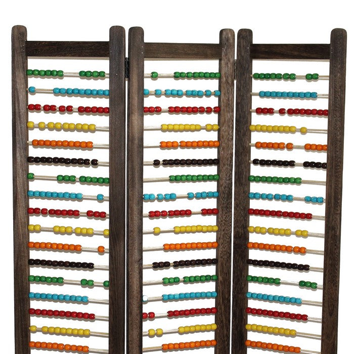 Abacus Design Foldable Wooden Screen with 3 Panels, Multicolor