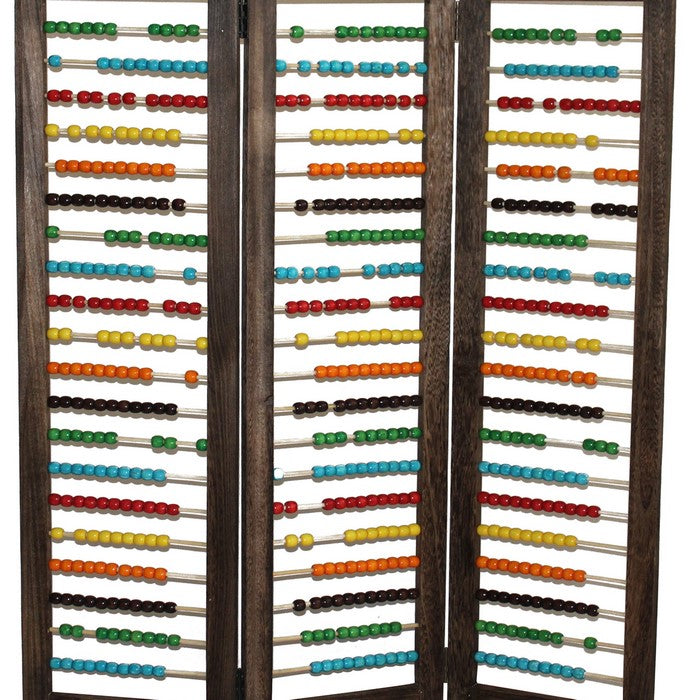 Abacus Design Foldable Wooden Screen with 3 Panels, Multicolor