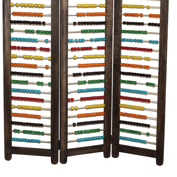 Abacus Design Foldable Wooden Screen with 3 Panels, Multicolor