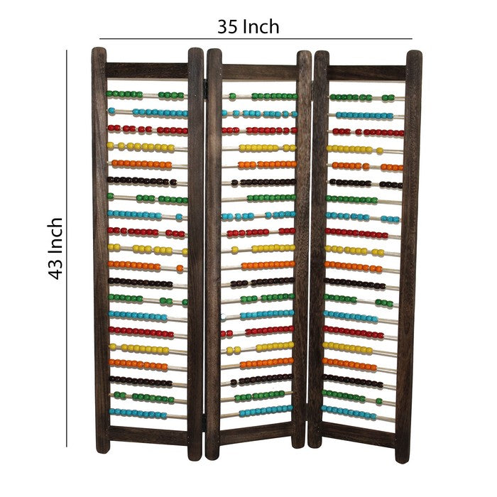Abacus Design Foldable Wooden Screen with 3 Panels, Multicolor