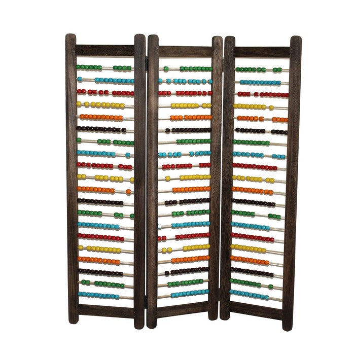Abacus Design Foldable Wooden Screen with 3 Panels, Multicolor