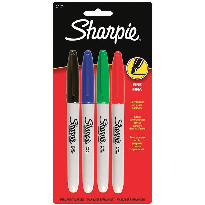 Sharpie 30174 Permanent Marker Set of 4 (Red, Blue, Green, Black)