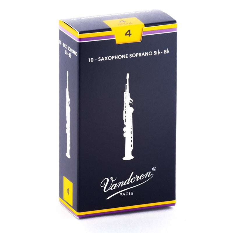 Vandoren SR204 Soprano Sax Traditional Reeds Strength 4; Box of 10
