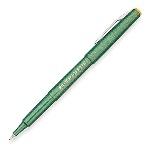 Pilot Razor Point Marker Stick Pens, Ultra Fine Point, Green Ink, Dozen Box (11010)