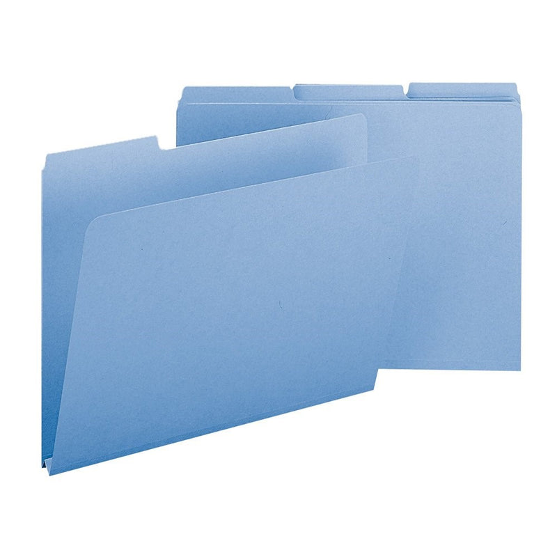 Smead Pressboard File Folder, 1/3-Cut Tab, 1" Expansion, Letter Size, Blue, 25 per Box (21530)