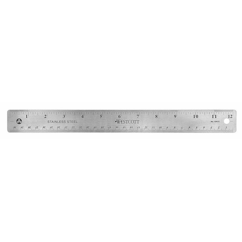 Westcott Stainless Steel Office Ruler with Non Slip Cork Base, 12 inch