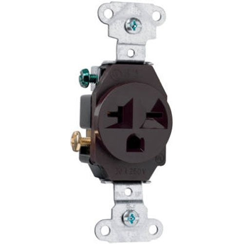 Legrand-Pass & Seymour 5851CC8 Specification Grade Receptacle Single 20-Amp 250-volt Side-Wire, Brown