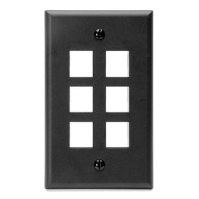 Leviton 410806EP (41080-6EP) QuickPort Single-Gang 6-Port Wallplate (Black)