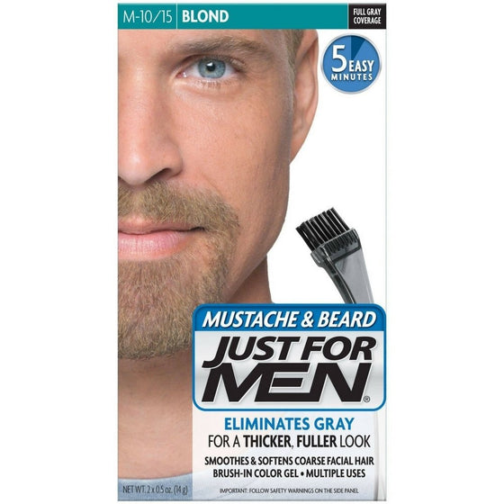 Just For Men Mustache & Beard Brush-In Color Gel, Blond (Pack of 3)