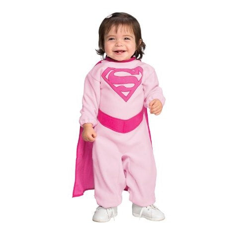 Rubie's Superman Romper With Removable Cape Pink Supergirl, Pink Print, 6-12 Months