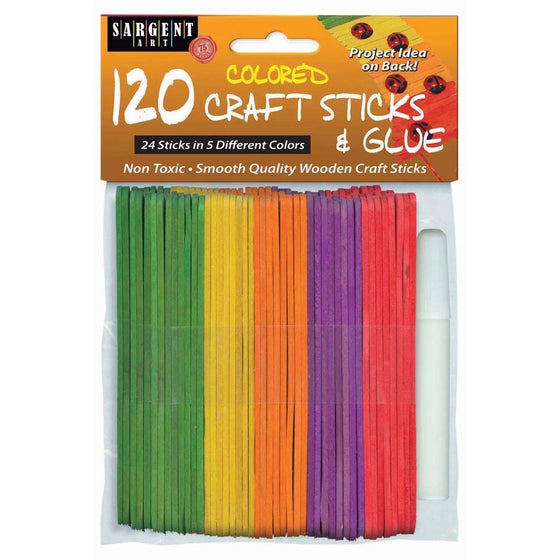 Sargent Art 35-1435 120-Count Colored Craft Sticks with Glue